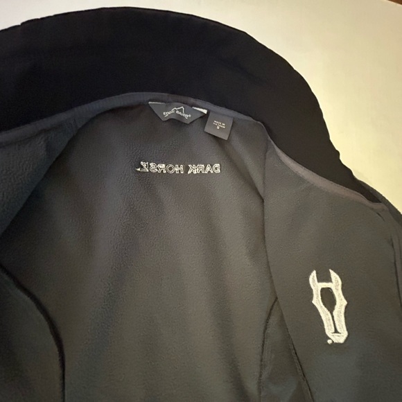 Eddie Bauer black soft shell & inner fleece mens horse jacket Sz-S.  W10 - Picture 8 of 10